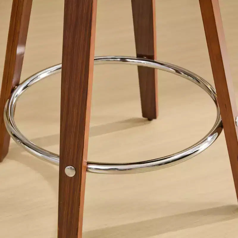 CLIHOME Lot de 2 tabourets de bar pivotants avec dossier bas, chaises de bar en bois avec assise rembourrée douce, hauteur d'assise de 63,5 cm