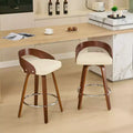 CLIHOME Set of 2 Swivel Bar Height Stools with Low Back, Wood Bar Chairs with Soft Cushion Seat, 25-Inch Seat Height
