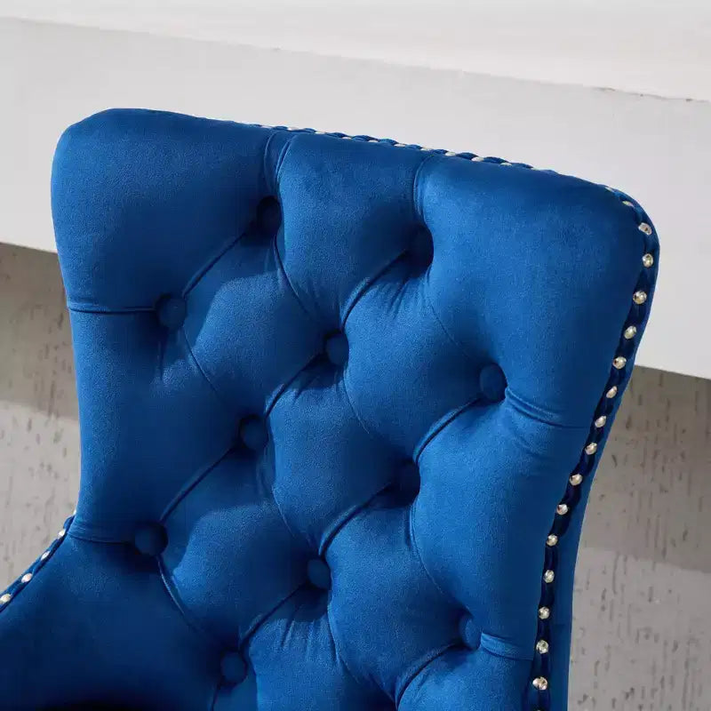 CLIHOME Lot de 2 tabourets de bar pivotants épais en velours chromé, hauteur réglable de 63,5 à 83,8 cm, boutons touffetés et plissage en losanges