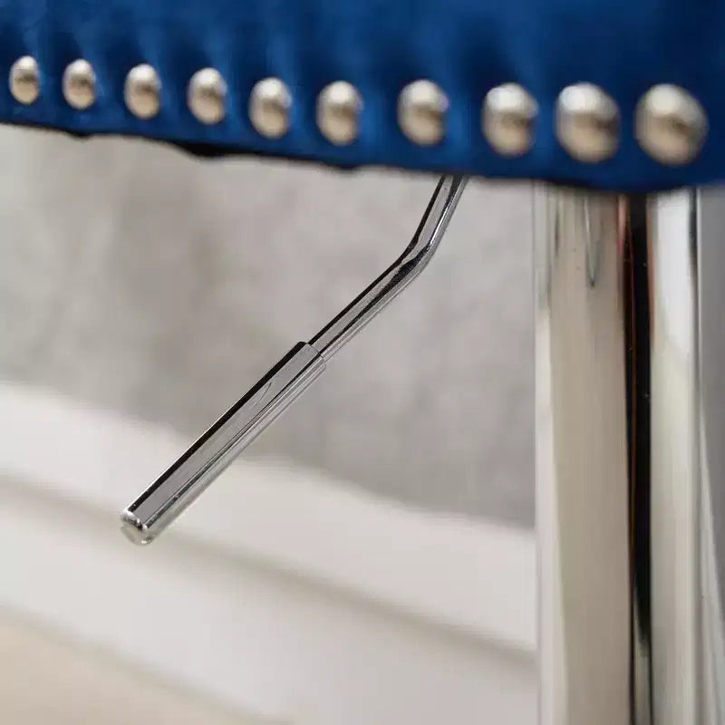 CLIHOME Lot de 2 tabourets de bar pivotants épais en velours chromé, hauteur réglable de 63,5 à 83,8 cm, boutons touffetés et plissage en losanges