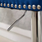 CLIHOME Lot de 2 tabourets de bar pivotants épais en velours chromé, hauteur réglable de 63,5 à 83,8 cm, boutons touffetés et plissage en losanges