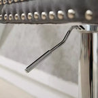 CLIHOME Lot de 2 tabourets de bar pivotants épais en velours chromé, hauteur réglable de 63,5 à 83,8 cm, boutons touffetés et plissage en losanges