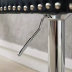 CLIHOME Lot de 2 tabourets de bar pivotants épais en velours chromé, hauteur réglable de 63,5 à 83,8 cm, boutons touffetés et plissage en losanges