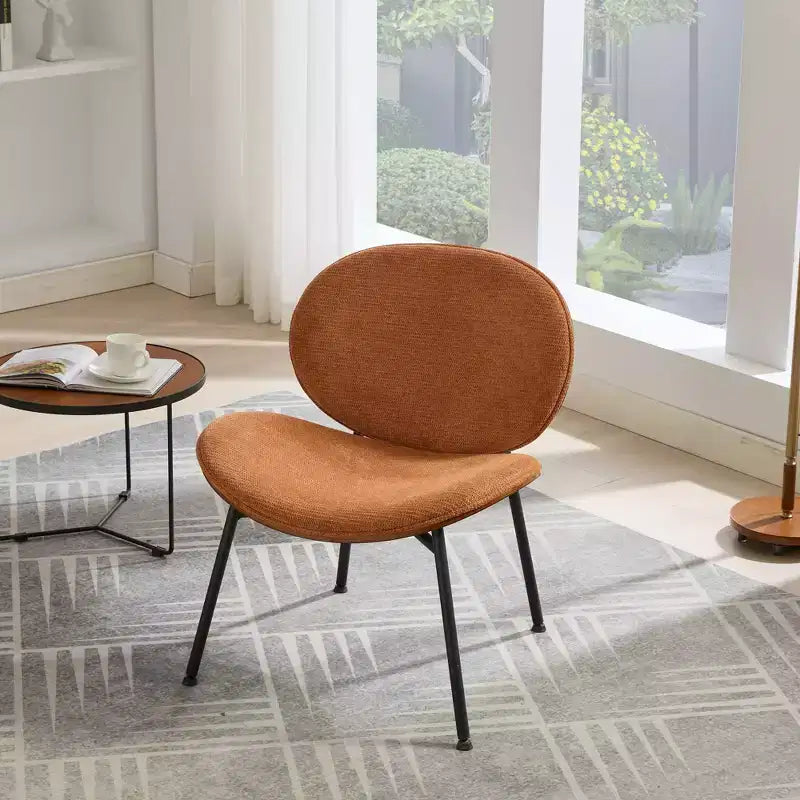 CLIHOME Chaise coquille moderne du milieu du siècle, chaise d'appoint trépied, chaise longue en cuir au fini noyer, dossier confortable