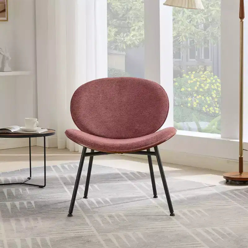 CLIHOME Chaise coquille moderne du milieu du siècle, chaise d'appoint trépied, chaise longue en cuir au fini noyer, dossier confortable