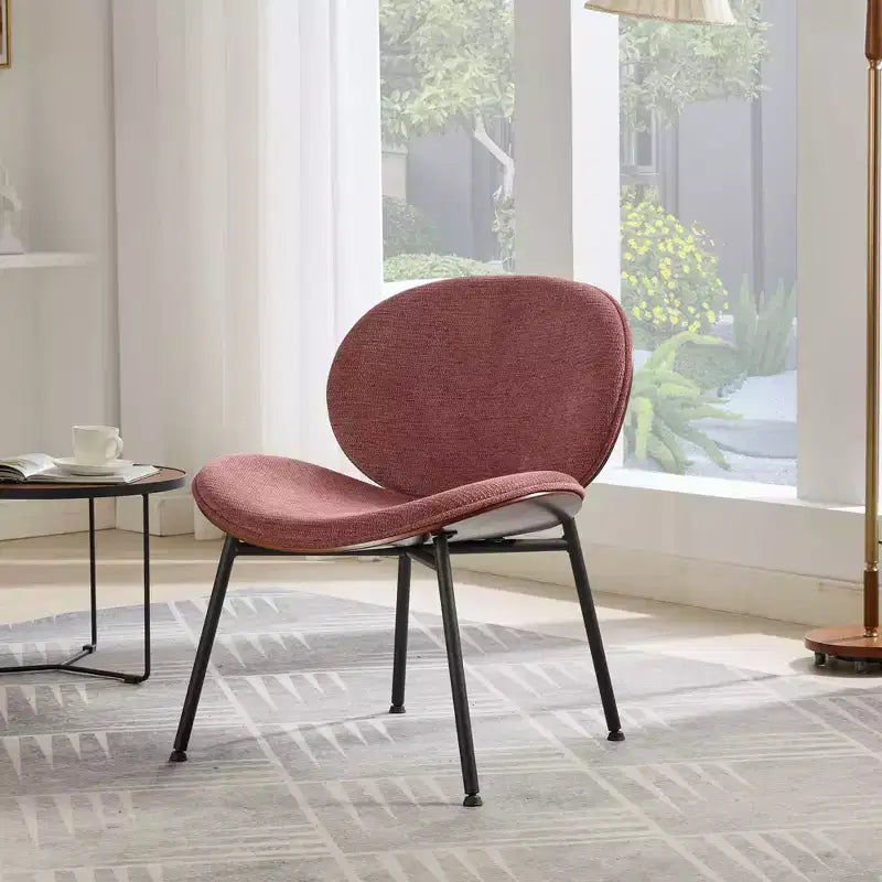 CLIHOME Chaise coquille moderne du milieu du siècle, chaise d'appoint trépied, chaise longue en cuir au fini noyer, dossier confortable
