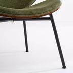 CLIHOME Chaise coquille moderne du milieu du siècle, chaise d'appoint trépied, chaise longue en cuir au fini noyer, dossier confortable