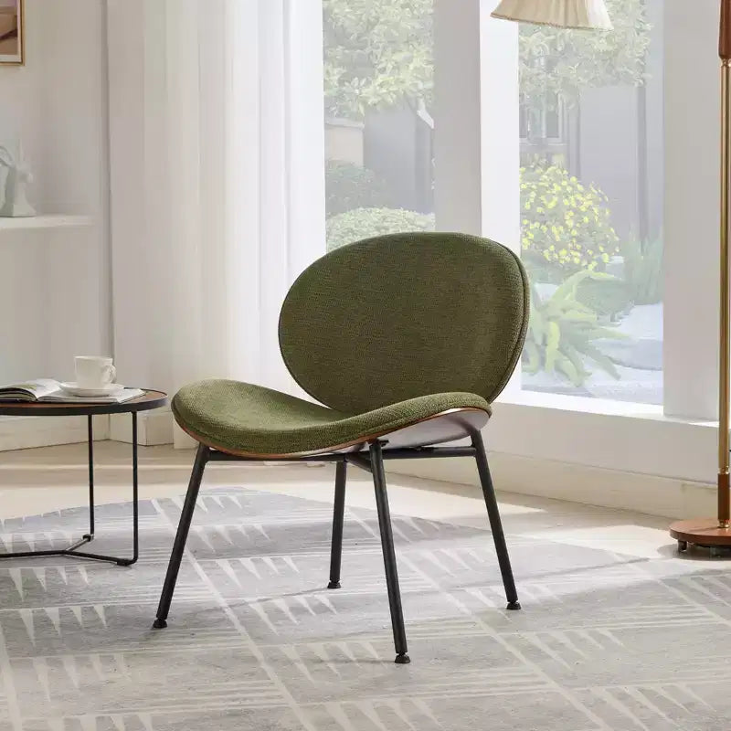 CLIHOME Chaise coquille moderne du milieu du siècle, chaise d'appoint trépied, chaise longue en cuir au fini noyer, dossier confortable
