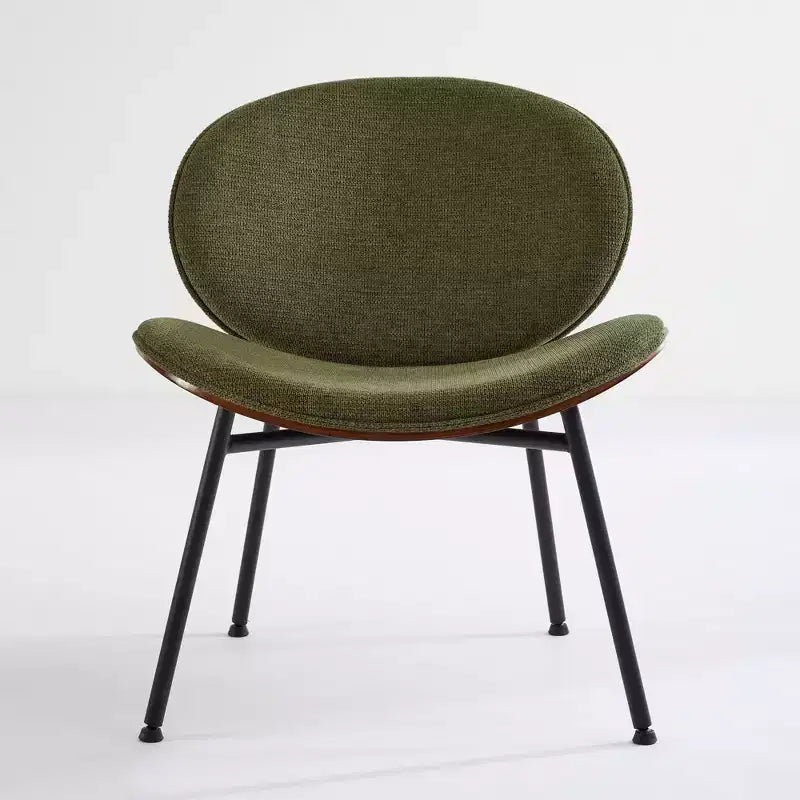 CLIHOME Chaise coquille moderne du milieu du siècle, chaise d'appoint trépied, chaise longue en cuir au fini noyer, dossier confortable