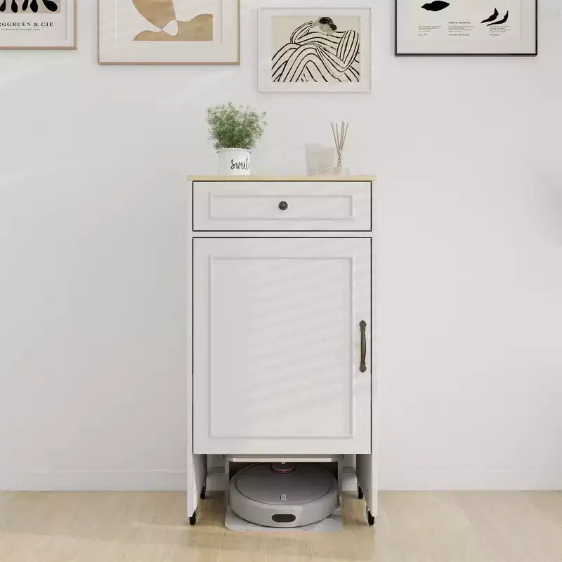 AndMakers Meuble d'appoint blanc antique de 99,9 cm de haut avec 1 tiroir