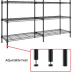 Étagère métallique robuste à 5 niveaux Acekool, unité de rangement en métal réglable avec pieds de nivellement, 150 L x 35 P x 150 H cm, Noir