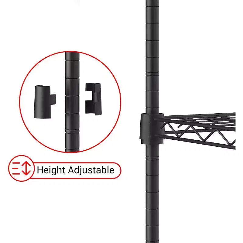 Étagère métallique robuste à 5 niveaux Acekool, unité de rangement en métal réglable avec pieds de nivellement, 150 L x 35 P x 150 H cm, Noir