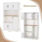 Meuble de cuisine haut Costway de 180 cm avec station de charge, support pour micro-ondes et portes Noir/Blanc