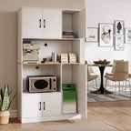 Meuble de cuisine haut Costway de 180 cm avec station de charge, support pour micro-ondes et portes Noir/Blanc