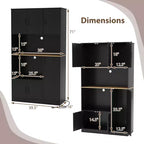 Meuble de cuisine haut Costway de 180 cm avec station de charge, support pour micro-ondes et portes Noir/Blanc