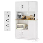 Meuble de cuisine haut Costway de 180 cm avec station de charge, support pour micro-ondes et portes Noir/Blanc