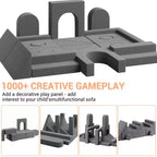 Canapé de jeu modulaire 22 pièces, ensemble de jeu en mousse d'escalade et de rampement, canapé sectionnel en velours lavable, canapé d'escalade convertible en mousse, chaise de sol en mousse