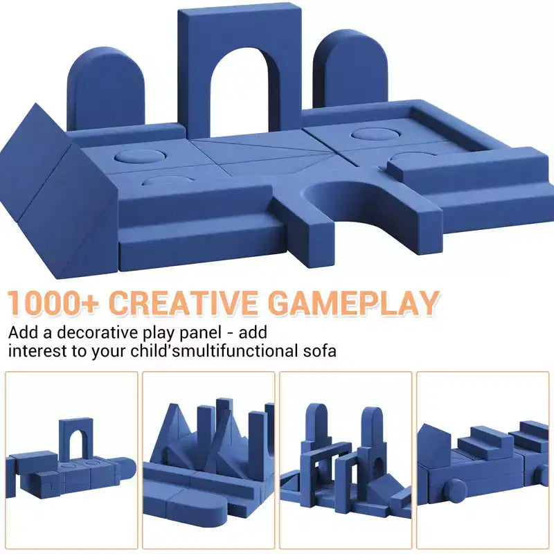 Canapé de jeu modulaire 22 pièces, ensemble de jeu en mousse d'escalade et de rampement, canapé sectionnel en velours lavable, canapé d'escalade convertible en mousse, chaise de sol en mousse