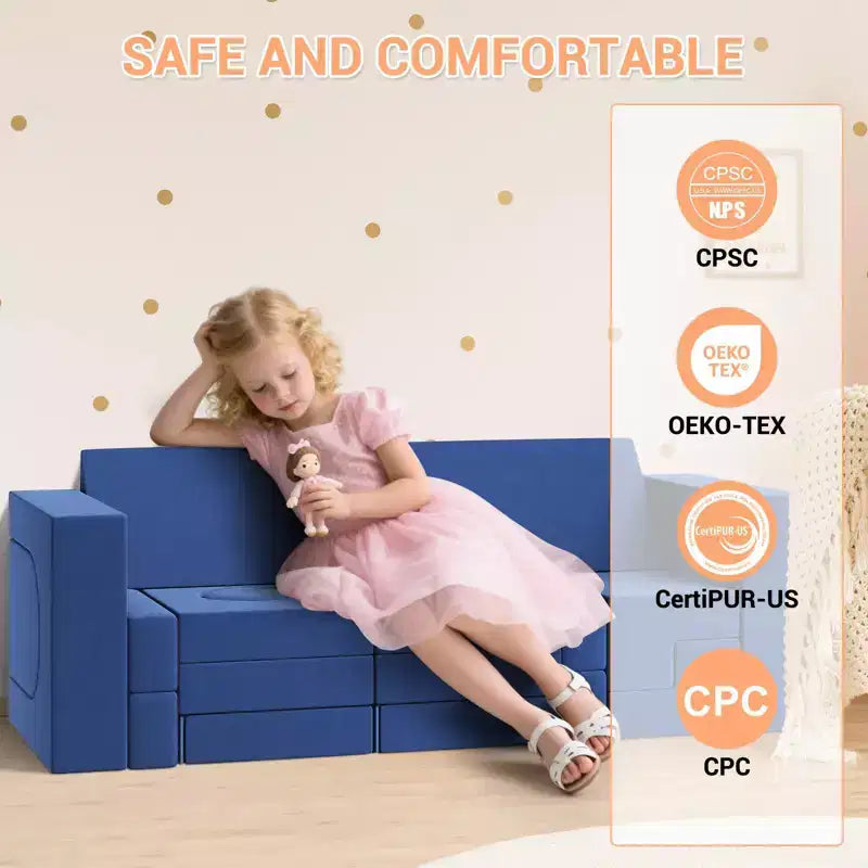 Canapé de jeu modulaire 22 pièces, ensemble de jeu en mousse d'escalade et de rampement, canapé sectionnel en velours lavable, canapé d'escalade convertible en mousse, chaise de sol en mousse