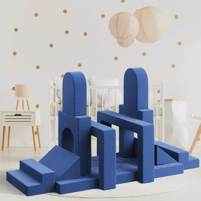 Canapé de jeu modulaire 22 pièces, ensemble de jeu en mousse d'escalade et de rampement, canapé sectionnel en velours lavable, canapé d'escalade convertible en mousse, chaise de sol en mousse