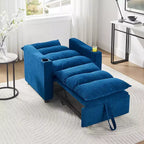 Chaise longue convertible 3-en-1, fauteuil d'appoint rembourré, canapé-lit escamotable une place avec dossier réglable et porte-gobelet - ModernLuxe