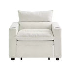 Chaise longue convertible 3-en-1, fauteuil d'appoint rembourré, canapé-lit escamotable une place avec dossier réglable et porte-gobelet - ModernLuxe