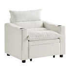 Chaise longue convertible 3-en-1, fauteuil d'appoint rembourré, canapé-lit escamotable une place avec dossier réglable et porte-gobelet - ModernLuxe