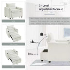 Chaise longue convertible 3-en-1, fauteuil d'appoint rembourré, canapé-lit escamotable une place avec dossier réglable et porte-gobelet - ModernLuxe