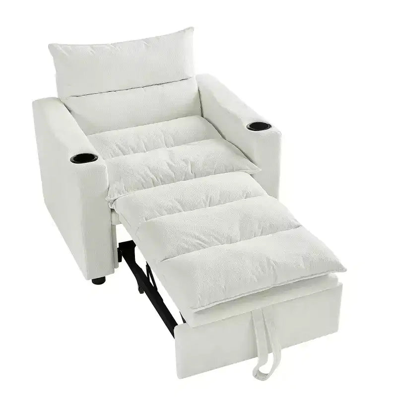 Chaise longue convertible 3-en-1, fauteuil d'appoint rembourré, canapé-lit escamotable une place avec dossier réglable et porte-gobelet - ModernLuxe