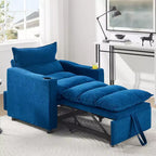 Chaise longue convertible 3-en-1, fauteuil d'appoint rembourré, canapé-lit escamotable une place avec dossier réglable et porte-gobelet - ModernLuxe