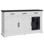 Meuble bar à café de ferme AMERLIFE avec réfrigérateur à boissons, meuble de bar à vin avec tiroirs de rangement, buffet pour mini-réfrigérateur