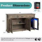 Meuble bar à café de ferme AMERLIFE avec réfrigérateur à boissons, meuble de bar à vin avec tiroirs de rangement, buffet pour mini-réfrigérateur
