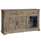 Meuble bar à café de ferme AMERLIFE avec réfrigérateur à boissons, meuble de bar à vin avec tiroirs de rangement, buffet pour mini-réfrigérateur