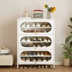 Bekrvio 6-Tier 42 Entryway Shoe Storage Cabinet - 3 Flip-Up Doors, Removable Shelves, 18-24 Pairs, Metal, Tall Freestanding Modern