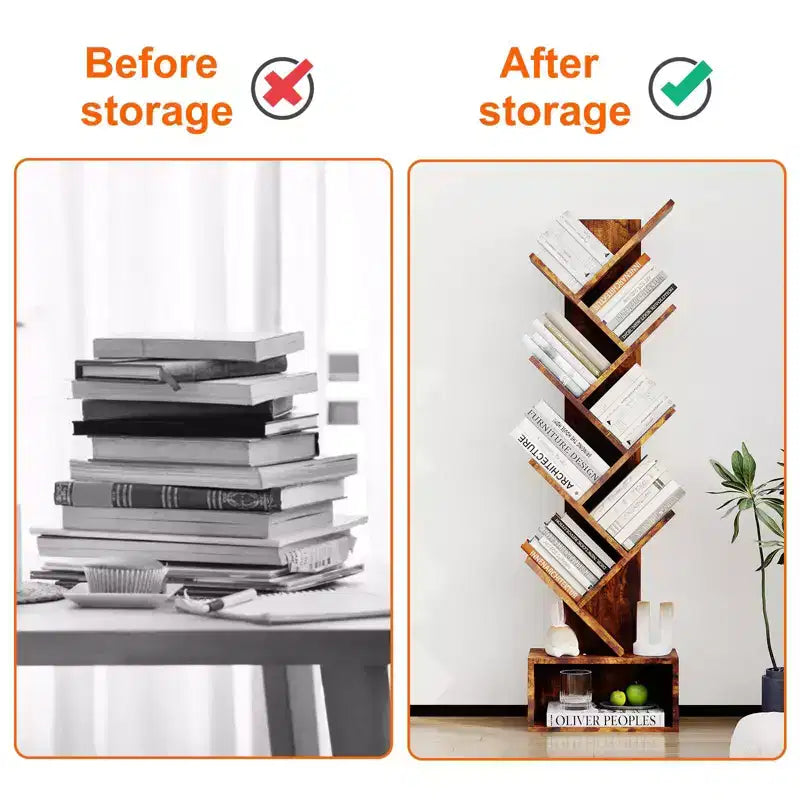 Étagère industrielle à 8 niveaux - Bibliothèque ouverte rétro pour salon, chambre et bureau