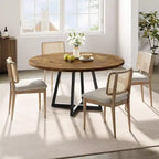 Table à manger ronde industrielle de 47 pouces, table de cuisine en bois pour 4 personnes avec plateau en bois et base en métal pour la maison, la salle à manger, le salon, marron (PAS de chaises)