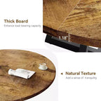 Table à manger ronde industrielle de 47 pouces, table de cuisine en bois pour 4 personnes avec plateau en bois et base en métal pour la maison, la salle à manger, le salon, marron (PAS de chaises)