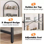 Étagère à Livres Courbée, Étagère de Présentation à 5 Niveaux, Étagères Hautes, Étagère de Rangement Moderne, Grande Étagère en Bois pour Chambre, Salon