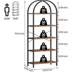 Étagère à Livres Courbée, Étagère de Présentation à 5 Niveaux, Étagères Hautes, Étagère de Rangement Moderne, Grande Étagère en Bois pour Chambre, Salon