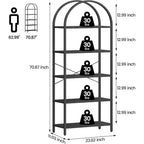 Étagère à Livres Courbée, Étagère de Présentation à 5 Niveaux, Étagères Hautes, Étagère de Rangement Moderne, Grande Étagère en Bois pour Chambre, Salon