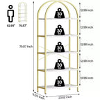Étagère à Livres Courbée, Étagère de Présentation à 5 Niveaux, Étagères Hautes, Étagère de Rangement Moderne, Grande Étagère en Bois pour Chambre, Salon