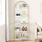 Étagère à Livres Courbée, Étagère de Présentation à 5 Niveaux, Étagères Hautes, Étagère de Rangement Moderne, Grande Étagère en Bois pour Chambre, Salon
