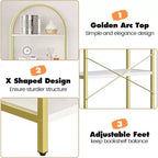 Étagère à Livres Courbée, Étagère de Présentation à 5 Niveaux, Étagères Hautes, Étagère de Rangement Moderne, Grande Étagère en Bois pour Chambre, Salon