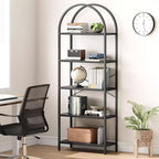 Étagère à Livres Courbée, Étagère de Présentation à 5 Niveaux, Étagères Hautes, Étagère de Rangement Moderne, Grande Étagère en Bois pour Chambre, Salon