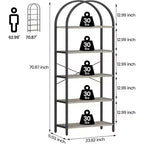 Étagère à Livres Courbée, Étagère de Présentation à 5 Niveaux, Étagères Hautes, Étagère de Rangement Moderne, Grande Étagère en Bois pour Chambre, Salon