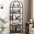 Arched Bookshelf, 5 Tier Bookcase Display Racks, Tall Bookshelves, Modern Storage Rack Shelf, Large Wood Book Shelf for Bedroom, Living Room