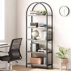 Étagère à Livres Courbée, Étagère de Présentation à 5 Niveaux, Étagères Hautes, Étagère de Rangement Moderne, Grande Étagère en Bois pour Chambre, Salon