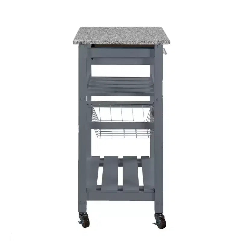 22.5Chariot de service mobile de cuisine sur roulettes avec tiroir et panier de rangement coulissant
