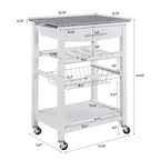 22.5Chariot de service mobile de cuisine sur roulettes avec tiroir et panier de rangement coulissant
