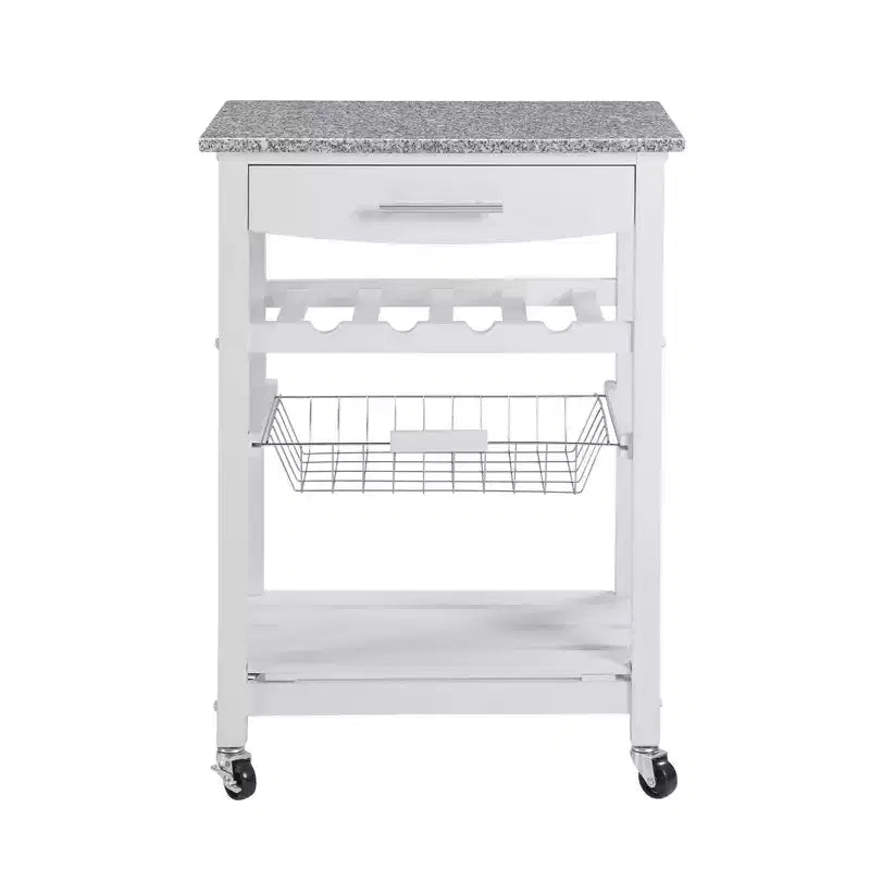 22.5Chariot de service mobile de cuisine sur roulettes avec tiroir et panier de rangement coulissant